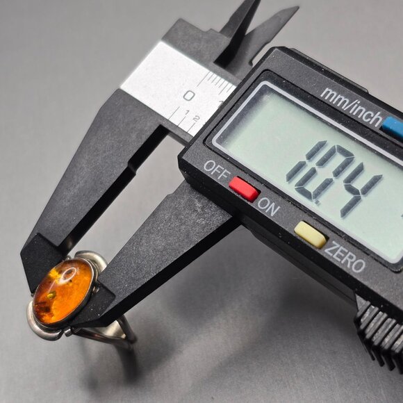 VTG Sterling Silver Amber Ring Size 8.5 Split Shank 3.34g Sliced Accents Poland - Picture 9 of 12